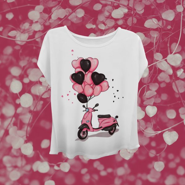 Camiseta de diseño. Pink Scooter.